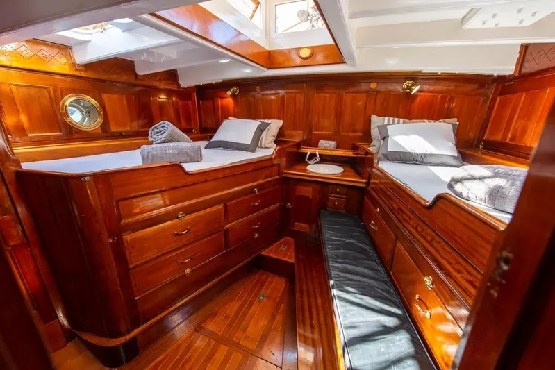  Yacht Photos Pics Luxurious wooden cabin interior of 1912 Fred Shepherd 70 ft Bermudan yawl by J.G. Fay & Co.