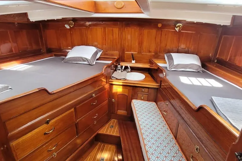  Yacht Photos Pics Luxurious wooden cabin interior of 1912 Fred Shepherd 70 ft Bermudan Yawl.