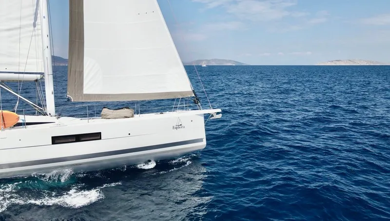 Euphoria Yacht Photos Pics Sailing yacht Jeanneau 60, 2021 model, cruising on open blue sea.