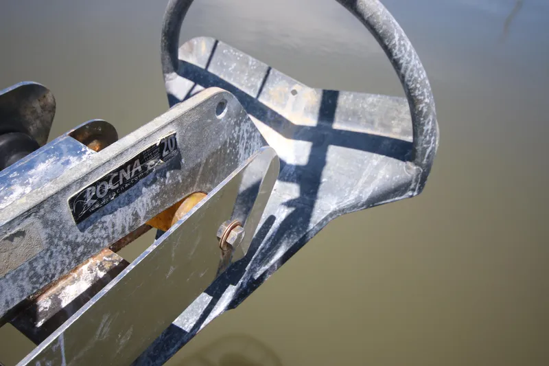 Exfil Yacht Photos Pics Close-up of Rocna anchor on 1998 Beneteau Oceanis 461 sailboat.