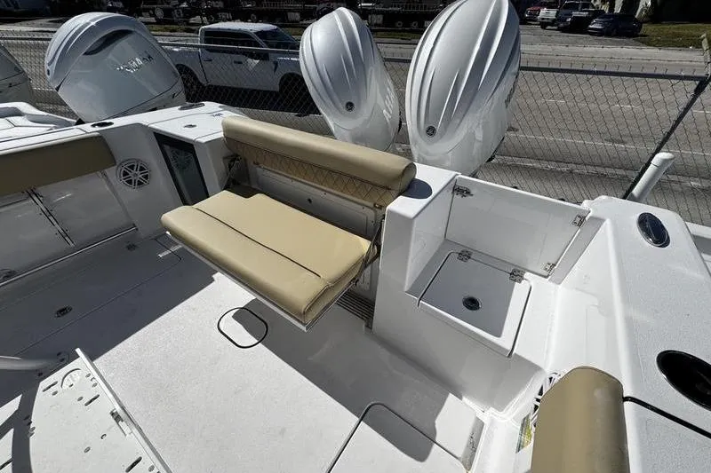  Yacht Photos Pics 2026 Sportsman Open 252 Center Console boat interior with seating and storage compartments.