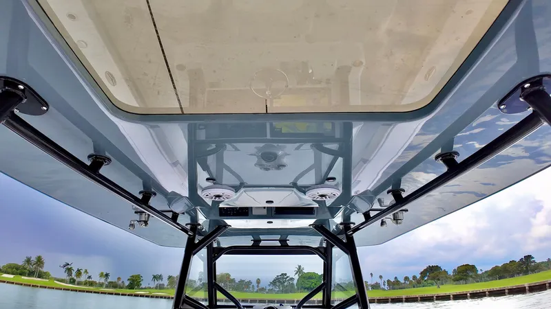  Yacht Photos Pics View from under the canopy of a 2022 Yellowfin 42 Offshore boat.