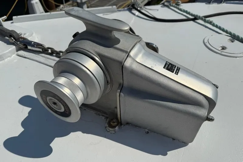  Yacht Photos Pics Anchor windlass on a 2000 LEBLANC Leo 38 boat deck.