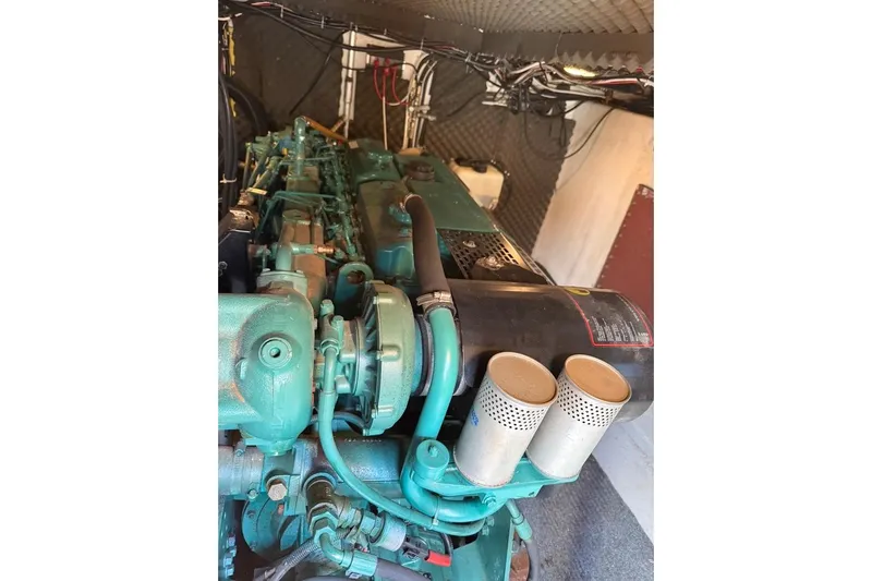  Yacht Photos Pics Engine room featuring a 2000 LEBLANC Leo 38 engine with visible components and wiring.