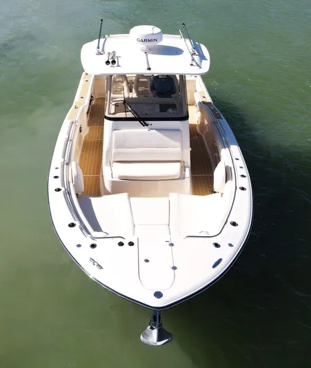 Liquid Asset Yacht Photos Pics 2022 Grady-White 326 CANYON boat on water, aerial view.