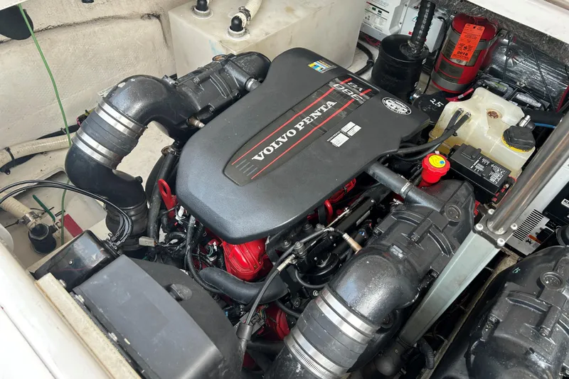 Sound Decision Yacht Photos Pics Engine compartment of a 2013 Regal 35 Sport Coupe with Volvo Penta engine.