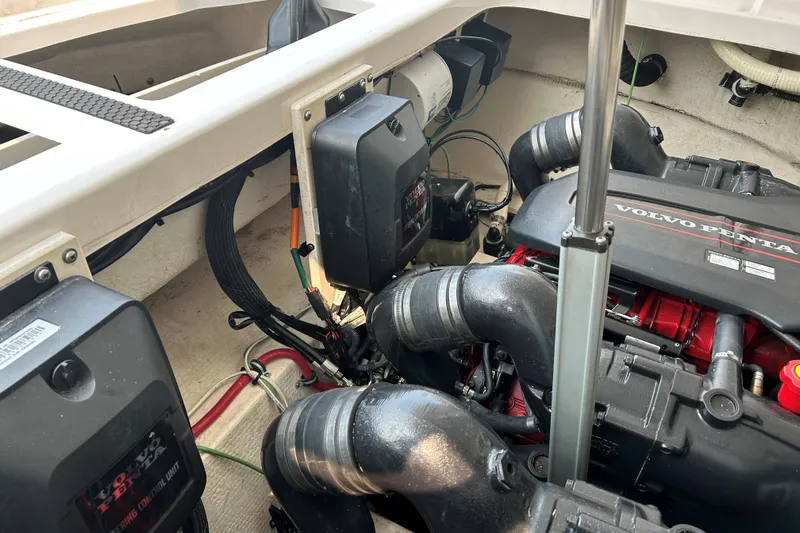 Sound Decision Yacht Photos Pics Engine compartment of a 2013 Regal 35 Sport Coupe with Volvo Penta components.