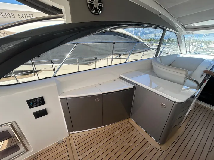  Yacht Photos Pics Interior of 2020 Princess V50 yacht with sleek seating and modern design.