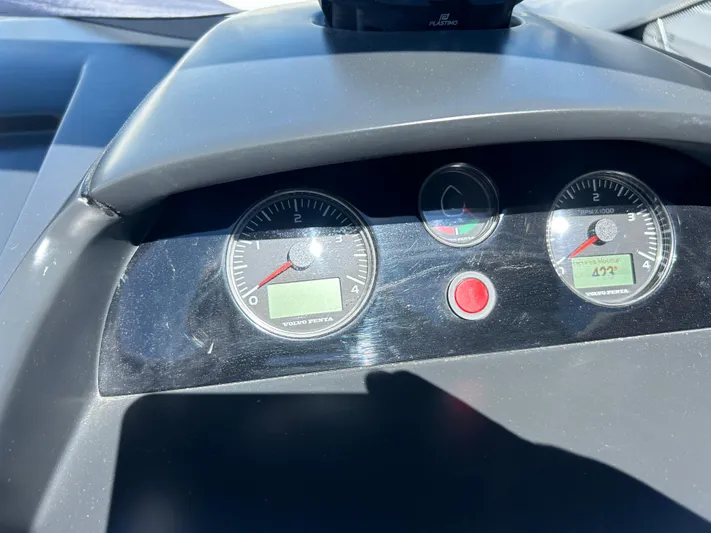  Yacht Photos Pics Dashboard of a 2020 Princess V50 boat with Volvo Penta gauges.