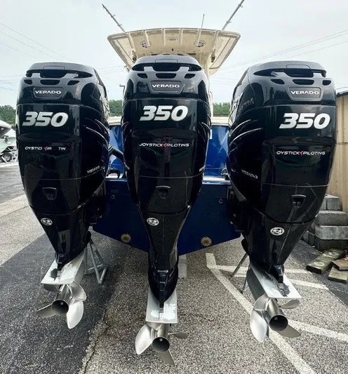  Yacht Photos Pics 2018 Scout 350 LXF boat with triple Mercury Verado 350 engines.