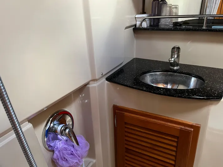  Yacht Photos Pics 2012 Ranger Tugs R-29 bathroom with sink, faucet, and shower controls.