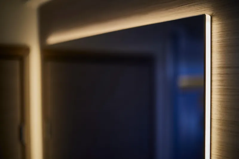  Yacht Photos Pics Close-up of Moody 48DS 2026 interior with sleek, modern lighting.