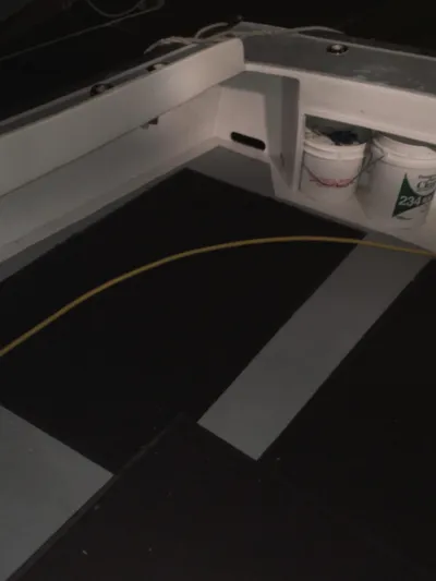  Yacht Photos Pics 2002 Northern Bay Fisherman/Cruiser boat interior with storage and buckets.