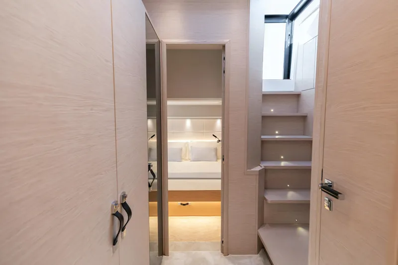  Yacht Photos Pics Luxurious interior of 2024 Solaris Power 52 Open yacht, featuring modern design and elegant lighting.