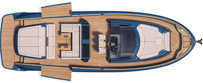  Yacht Photos Pics 2024 Solaris Power 52 Open yacht, top view, featuring spacious deck and luxurious seating.