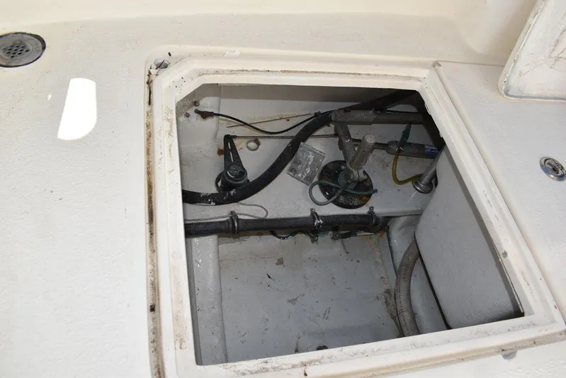  Yacht Photos Pics Open hatch of 2005 Egg Harbor 37 Sport Yacht showing internal components and wiring.