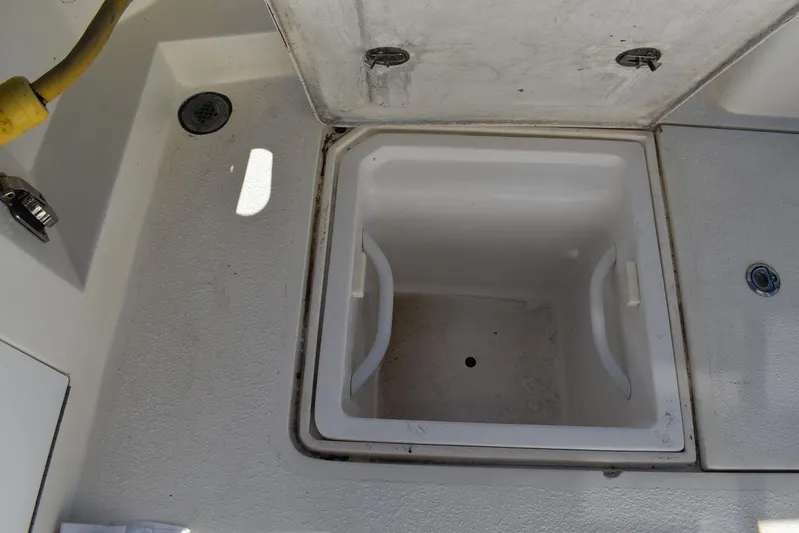  Yacht Photos Pics Open storage compartment on 2005 Egg Harbor 37 Sport Yacht deck.