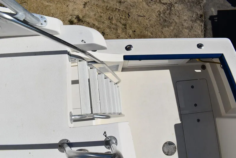  Yacht Photos Pics Egg Harbor 37 Sport Yacht 2005, white deck with ladder and railing.