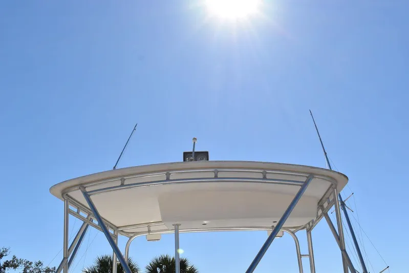  Yacht Photos Pics Egg Harbor 37 Sport Yacht 2005 under bright sun and clear blue sky.
