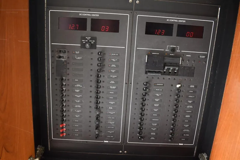  Yacht Photos Pics Electrical control panel on a 2005 Egg Harbor 37 Sport Yacht.