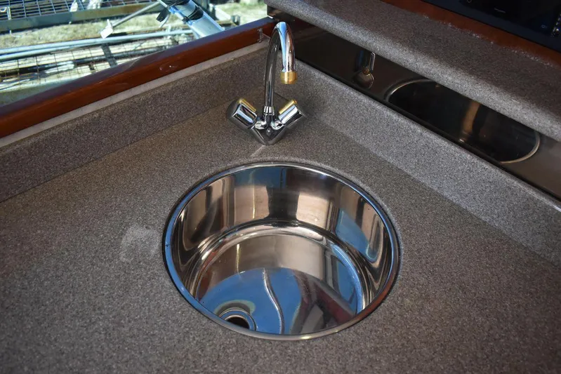  Yacht Photos Pics Stainless steel sink on 2005 Egg Harbor 37 Sport Yacht countertop.