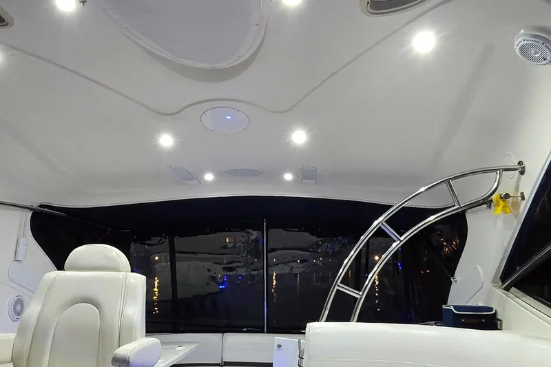 Off Line Yacht Photos Pics Interior of 2006 Cruisers Yachts 52 Express with modern lighting and sleek design.