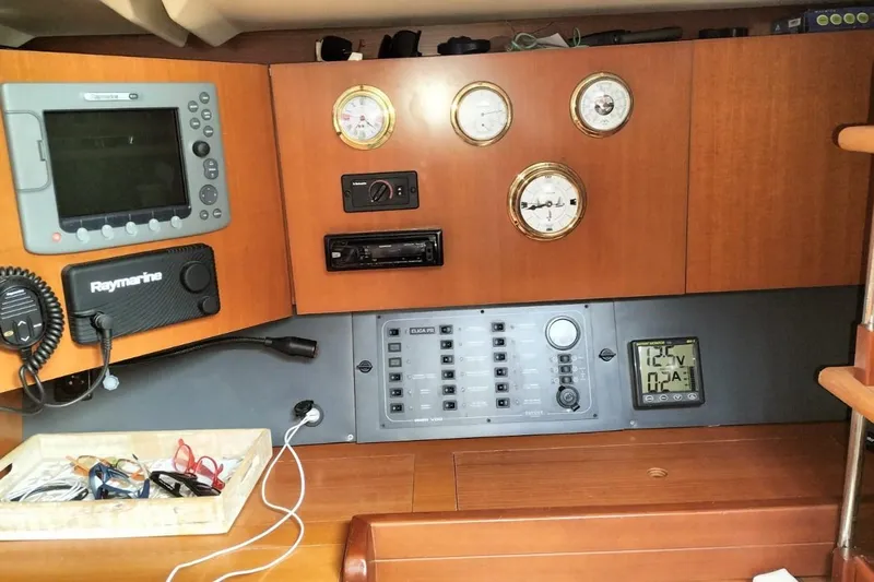  Yacht Photos Pics Control panel of 2007 Dufour 425 Grand Large yacht with navigation instruments.