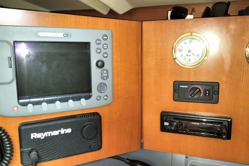  Yacht Photos Pics Control panel of 2007 Dufour 425 Grand Large yacht with navigation equipment.