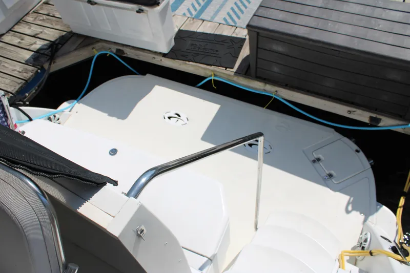  Yacht Photos Pics 2002 Carver 356 Motor Yacht docked, showing deck and railing details.