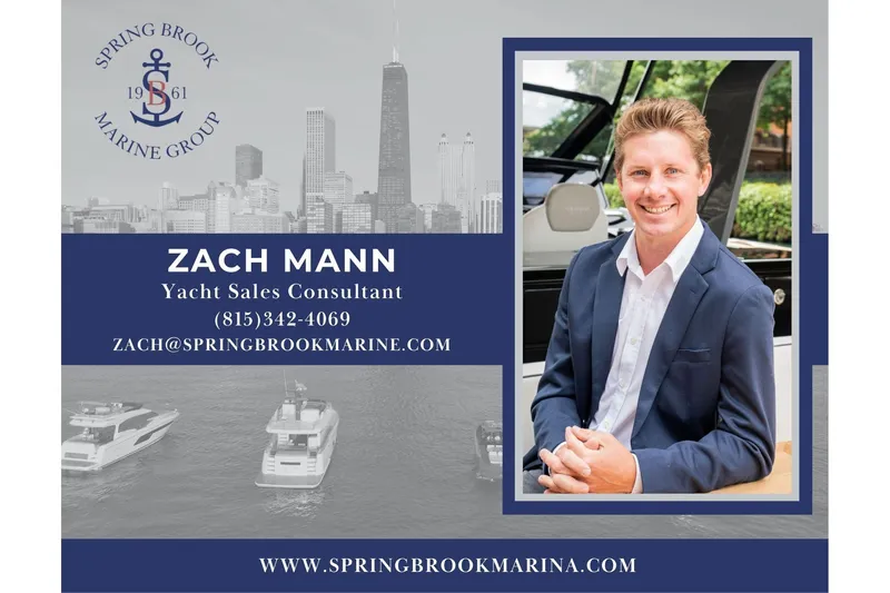  Yacht Photos Pics Zach Mann, yacht sales consultant, with Carver 356 Motor Yacht, Spring Brook Marine Group.