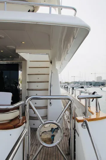  Yacht Photos Pics Luxury Monte Fino 82 yacht deck, 2005 model, featuring sleek design and modern amenities.