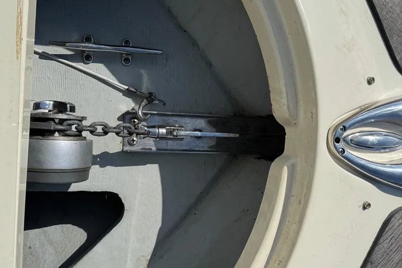  Yacht Photos Pics Anchor chain mechanism on 2013 Chris-Craft Launch 28 boat.