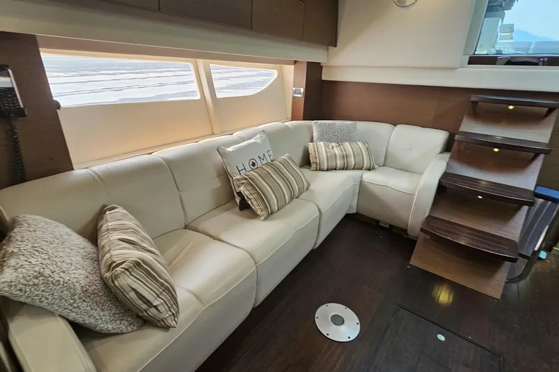 My Way Yacht Photos Pics Luxurious interior of 2013 Sea Ray 470 Sundancer with plush seating and elegant design.