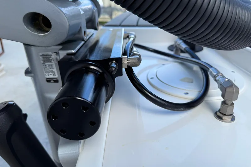  Yacht Photos Pics Close-up of 2025 Sea Ray SDX 270 Outboard engine components and wiring.