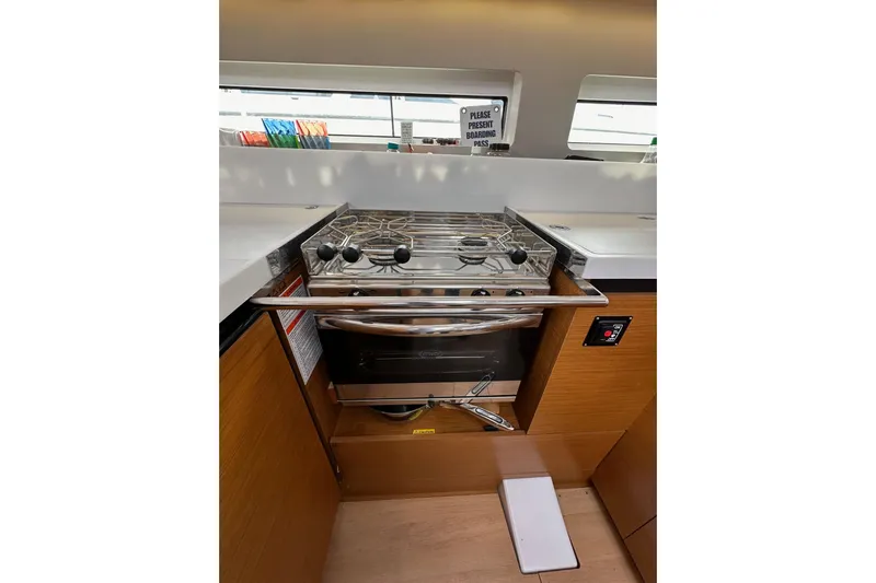  Yacht Photos Pics Modern kitchen in 2019 Jeanneau Sun Odyssey 440 yacht with stove and oven.