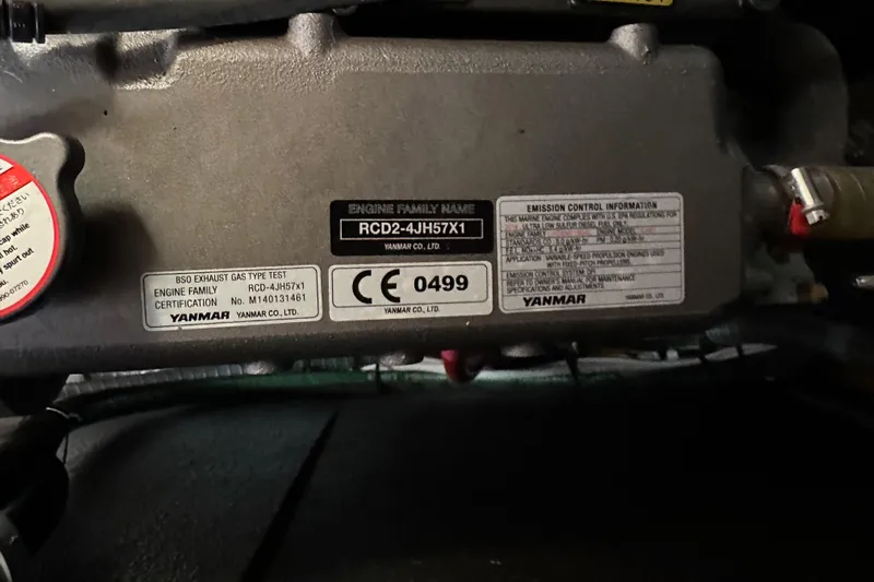  Yacht Photos Pics Yanmar engine label on a 2019 Jeanneau Sun Odyssey 440 sailboat.