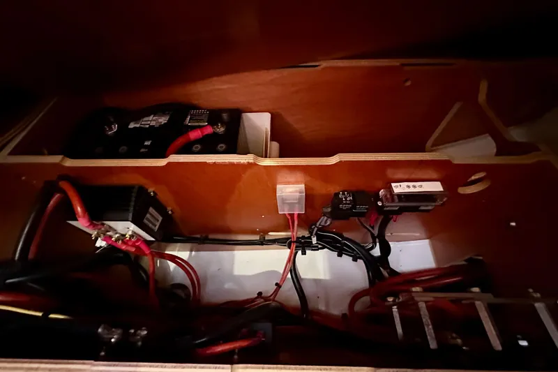  Yacht Photos Pics Electrical components inside a 2019 Jeanneau Sun Odyssey 440 yacht.