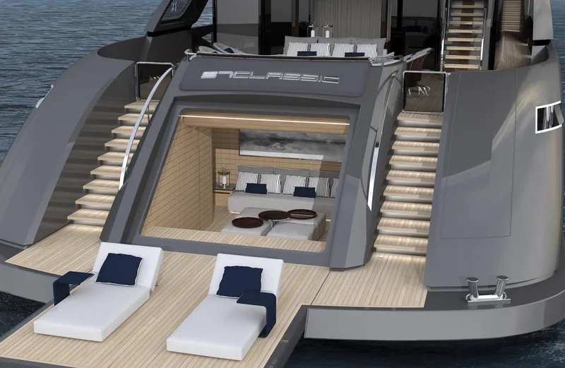  Yacht Photos Pics Luxurious ISA Classic 57 yacht, 2026 model, featuring elegant deck and modern design.