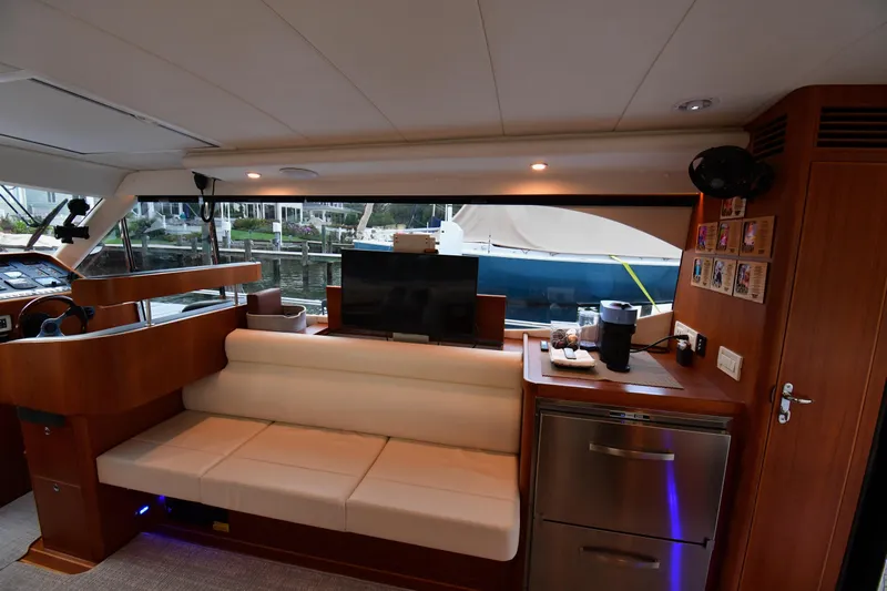 Promesa Yacht Photos Pics Luxurious interior of 2021 Hylas M44 yacht with modern amenities and elegant design.