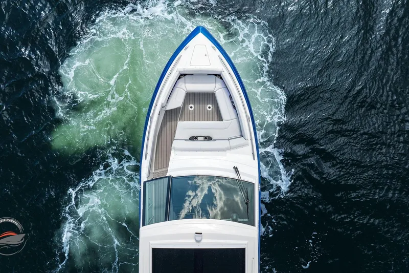 Lucca 2 Yacht Photos Pics Aerial view of 2025 Formula 380 Super Sport Crossover OB on water.