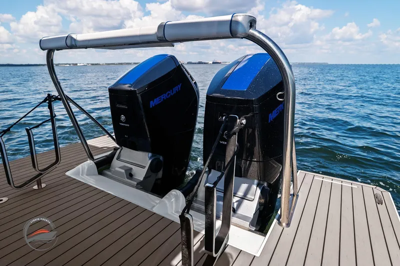 Lucca 2 Yacht Photos Pics 2025 Formula 380 Super Sport Crossover OB with dual Mercury outboard engines on a sunny day.