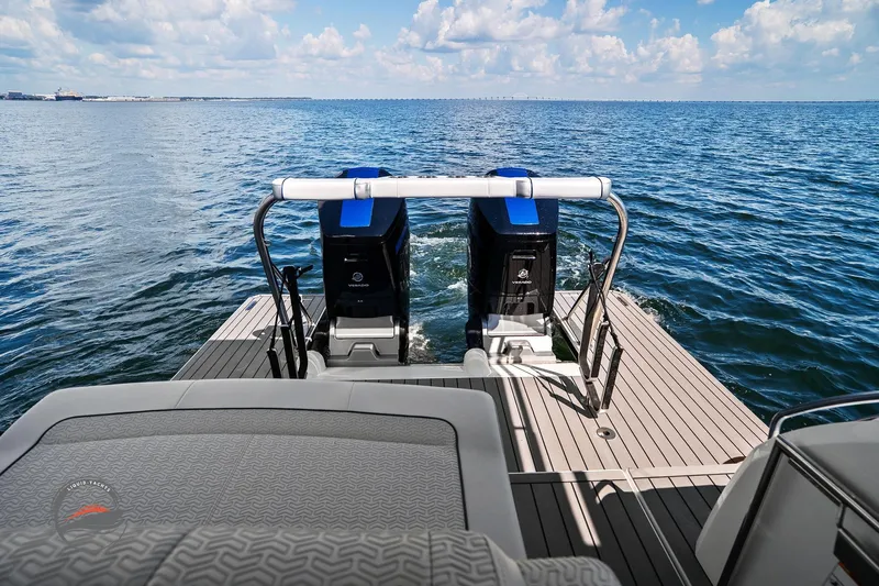 Lucca 2 Yacht Photos Pics 2025 Formula 380 Super Sport Crossover OB on open water, showcasing dual outboard engines.