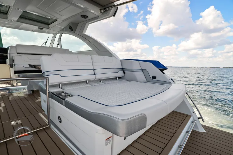 Lucca 2 Yacht Photos Pics 2025 Formula 380 Super Sport Crossover OB luxury boat interior with spacious seating and ocean view.