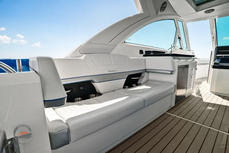 Lucca 2 Yacht Photos Pics 2025 Formula 380 Super Sport Crossover OB interior with sleek seating and modern design.