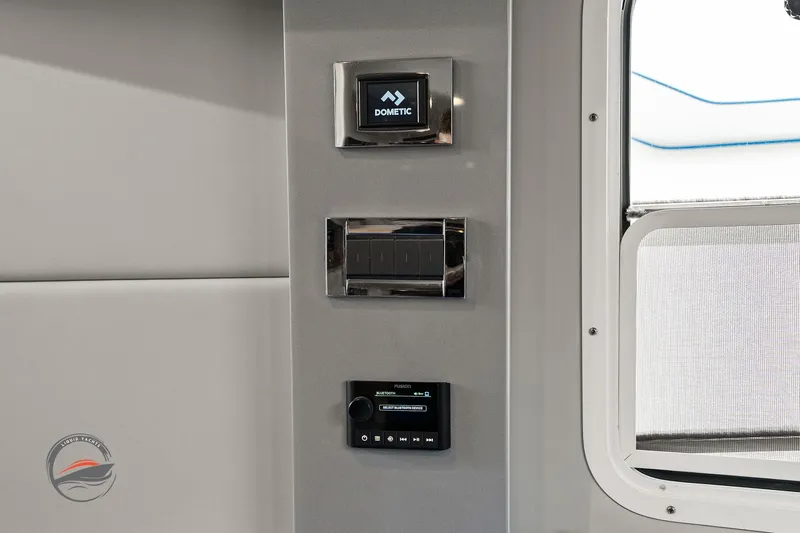 Lucca 2 Yacht Photos Pics Control panel inside 2025 Formula 380 Super Sport Crossover OB boat, featuring modern technology.