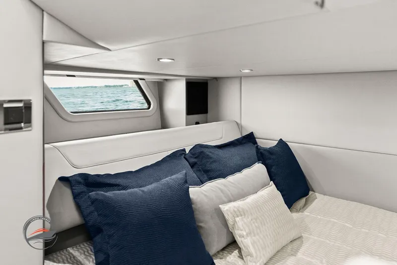 Lucca 2 Yacht Photos Pics Luxurious cabin interior of 2025 Formula 380 Super Sport Crossover OB yacht.