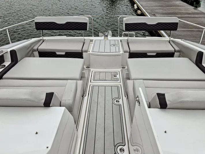 Calypso Yacht Photos Pics Aquila 36 Sport 2020 boat interior with spacious seating and sleek design.