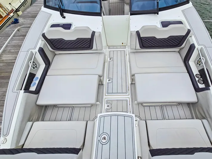 Calypso Yacht Photos Pics Aquila 36 Sport 2020 boat interior with spacious seating and modern design.