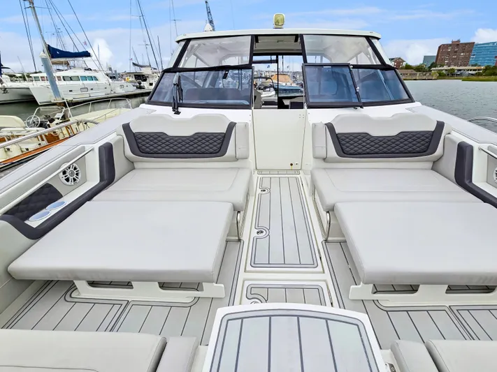 Calypso Yacht Photos Pics Aquila 36 Sport 2020 boat interior with spacious seating and modern design.