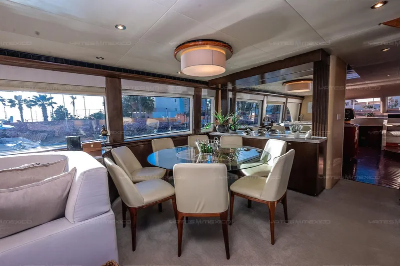 Mijito Yacht Photos Pics Luxurious yacht interior with elegant dining area, Bravo 82 model, 2002.